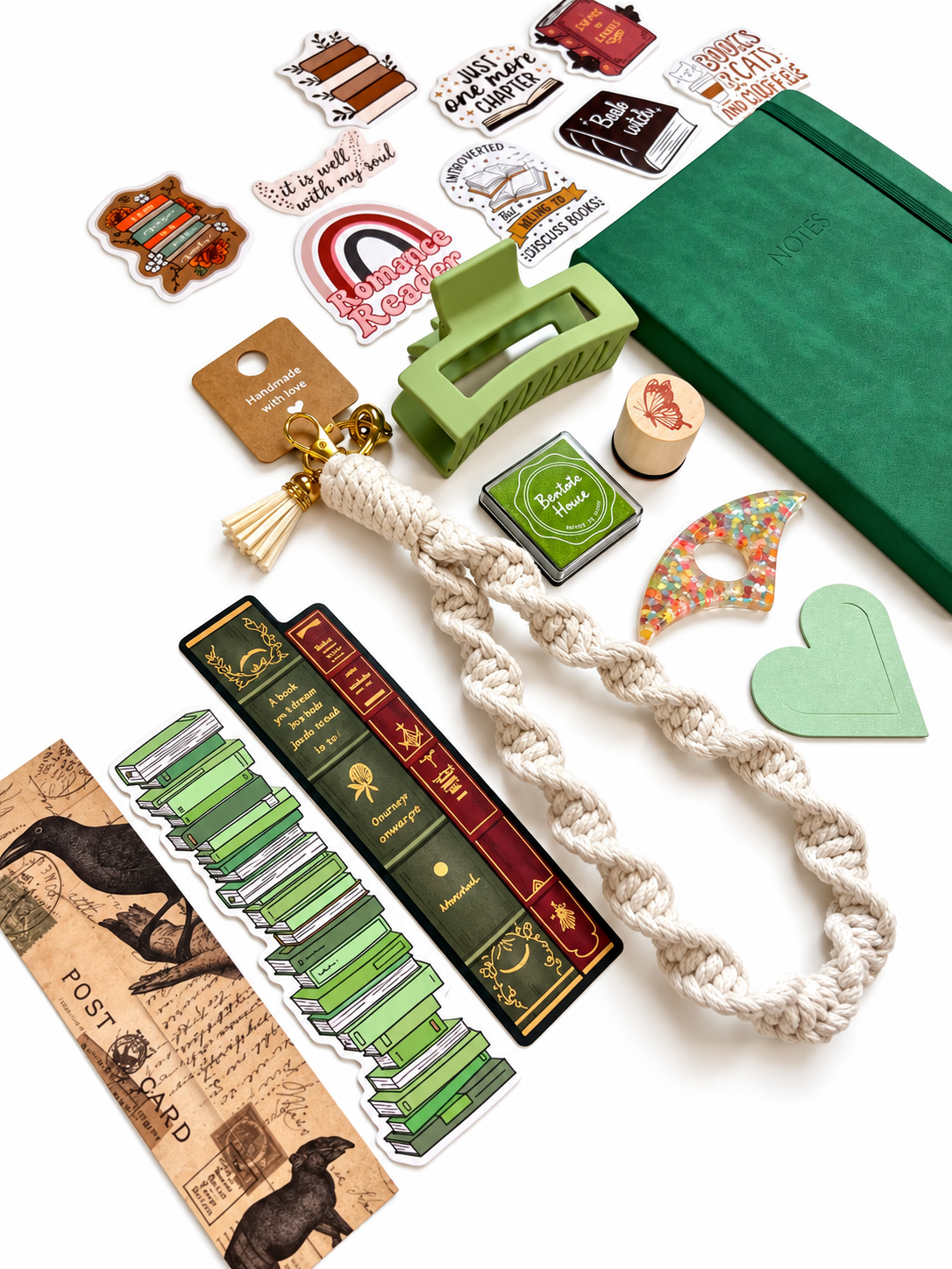 GREEN Bookish A5Journal Bundle | 20+ Bookish Items | Reading Gift Set 📚
