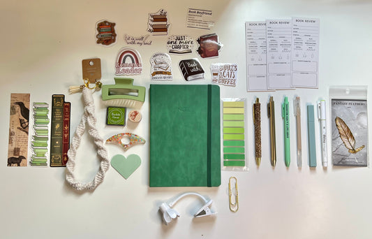 GREEN Bookish A5Journal Bundle | 20+ Bookish Items | Reading Gift Set π