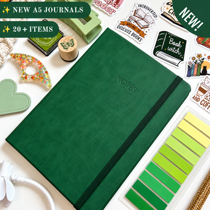 GREEN Bookish A5Journal Bundle | 20+ Bookish Items | Reading Gift Set 📚