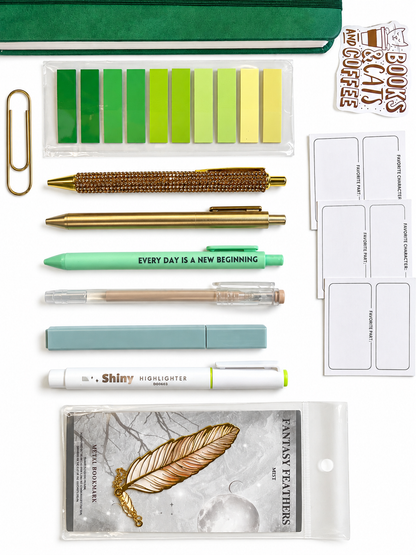 GREEN Bookish A5Journal Bundle | 20+ Bookish Items | Reading Gift Set 📚