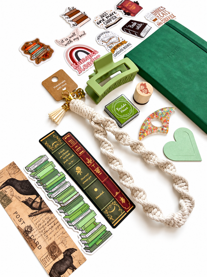 GREEN Bookish A5Journal Bundle | 20+ Bookish Items | Reading Gift Set 📚