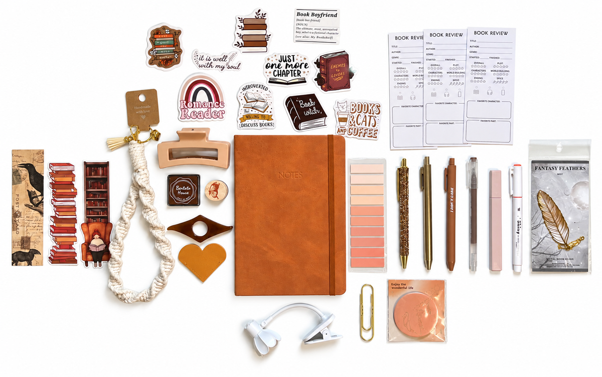 BROWN Bookish A5 Journal Bundle | 20+ Bookish Items | Reading Gift Set 📚🤎