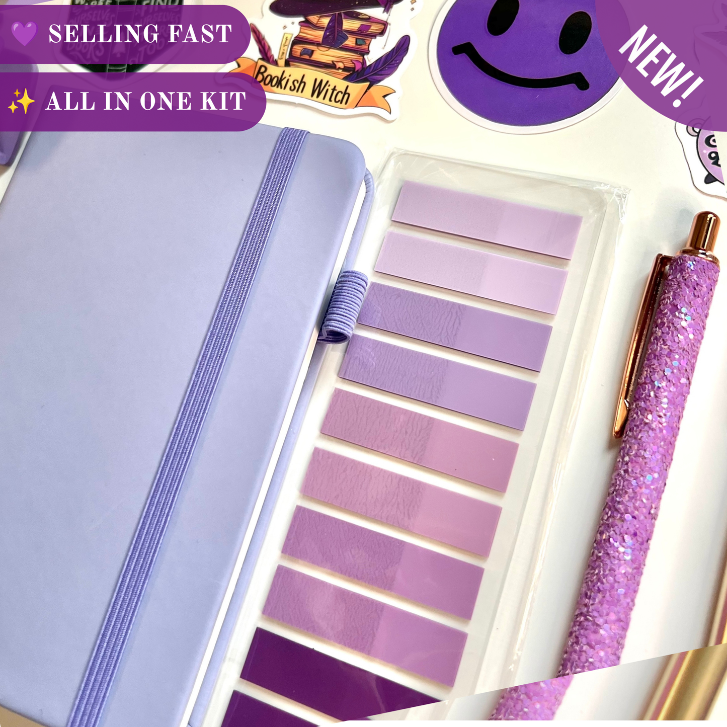 Purple Bookish Bundle | A6 Reading Journal Gift Set | 20+ Book Lover Accessories