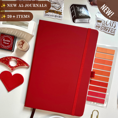 RED Bookish A5 Journal Bundle | 20+ Bookish Items | Reading Gift Set 📚
