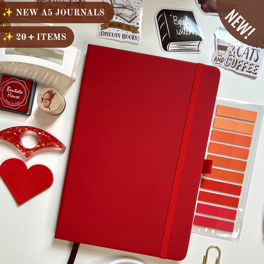 RED Bookish A5 Journal Bundle | 20+ Bookish Items | Reading Gift Set 📚