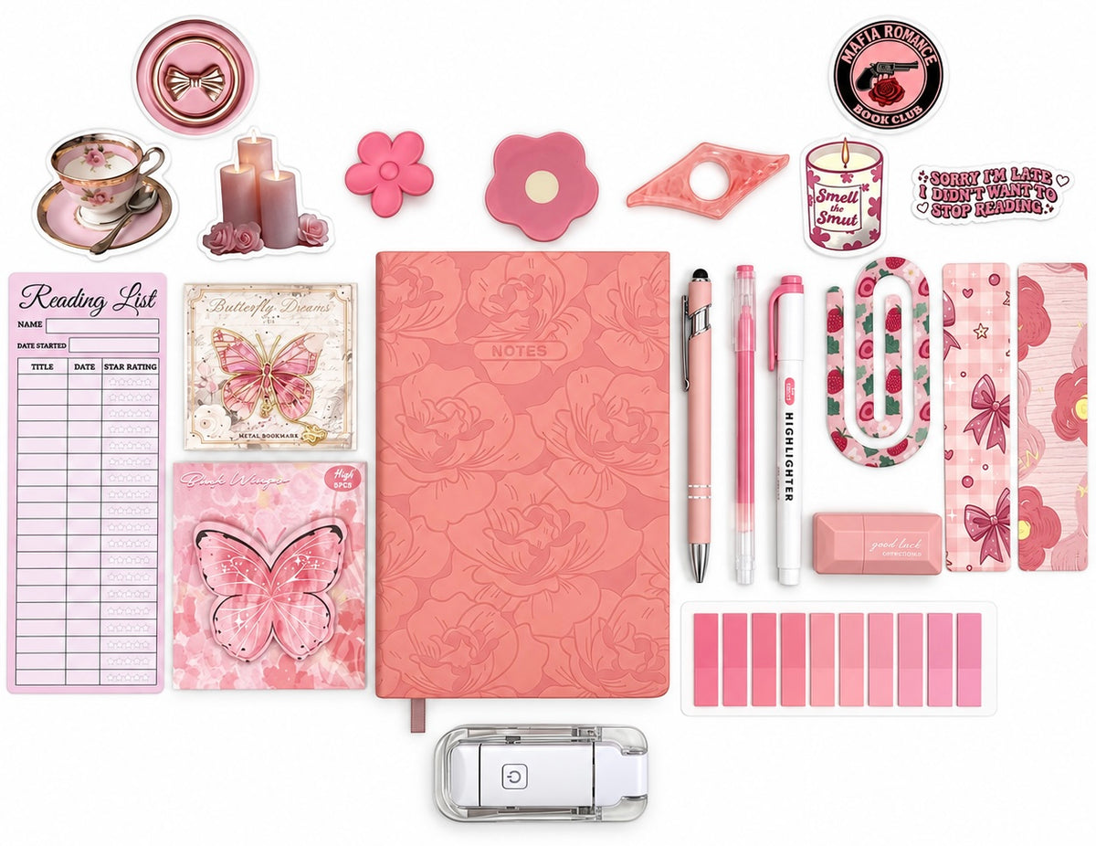 🌸 Blooming Pages | Pink Bookish Bundle | A5 Notebook 🌸