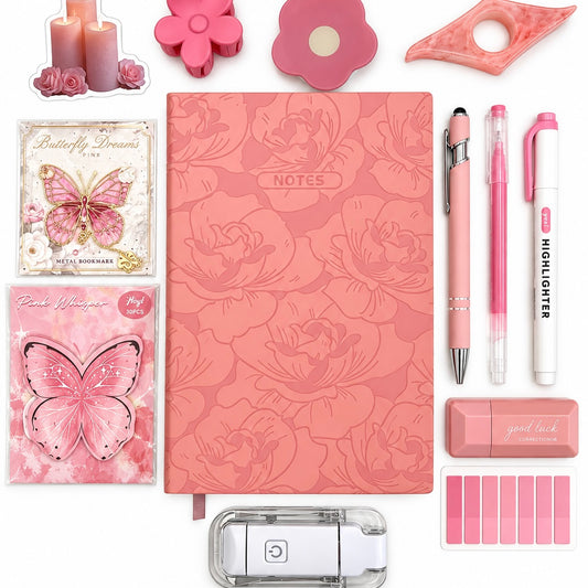 🌸 Blooming Pages | Pink Bookish Bundle | A5 Notebook 🌸