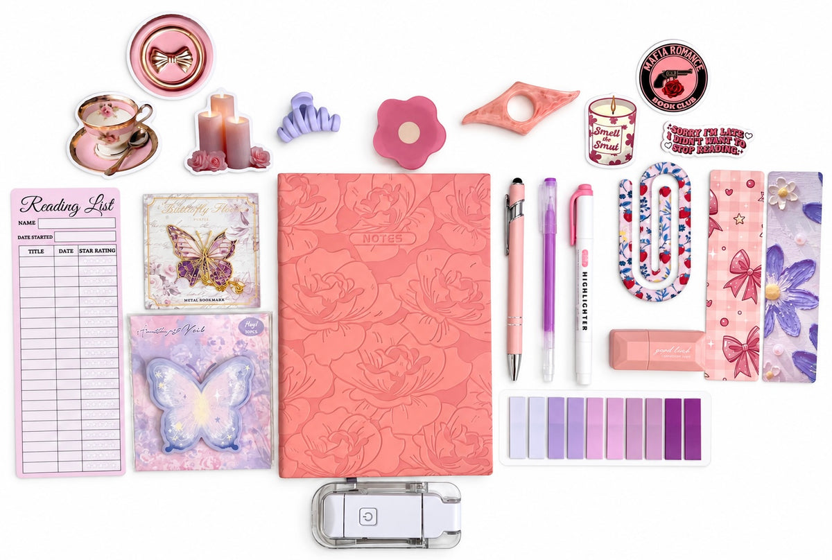 💜 Blooming Pages | Pink & Purple Bookish Bundle | A5 Notebook 💜