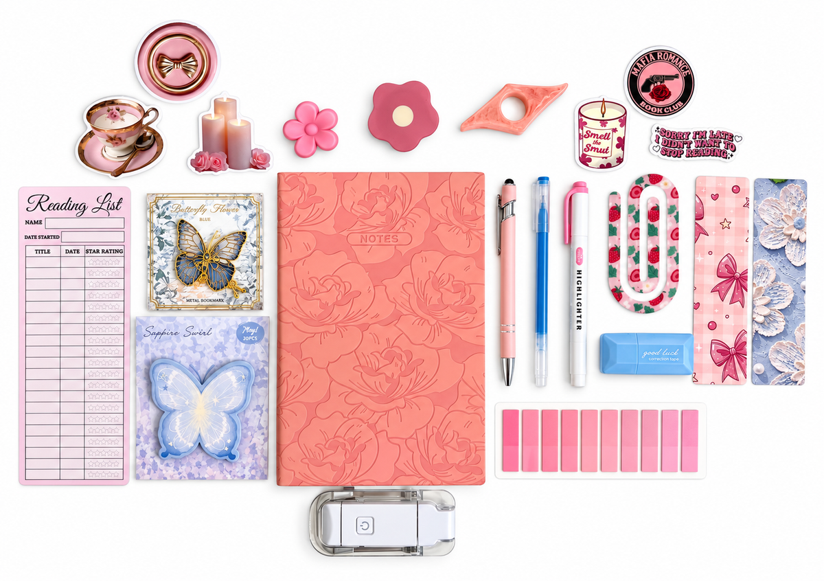🩵 Blooming Pages | Pink & Blue Bookish Bundle | A5 Notebook 🩵
