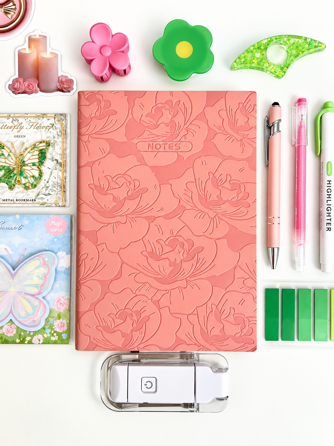 💚 Blooming Pages | Pink & Green Bookish Bundle | A5 Notebook 💚