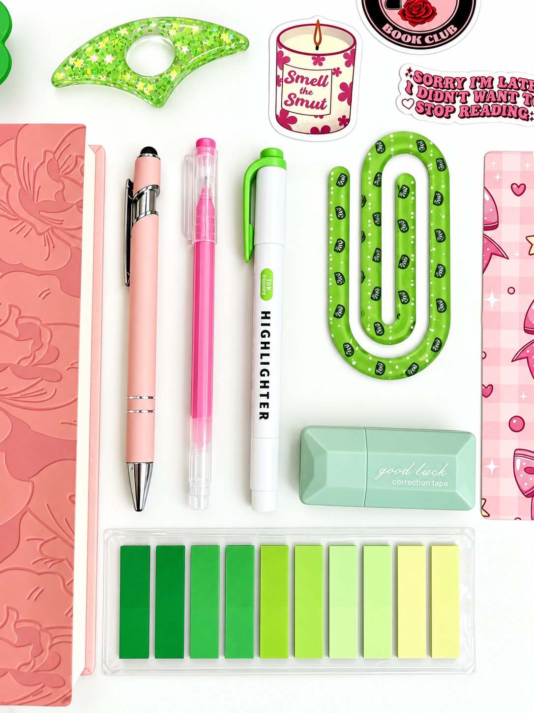 💚 Blooming Pages | Pink & Green Bookish Bundle | A5 Notebook 💚