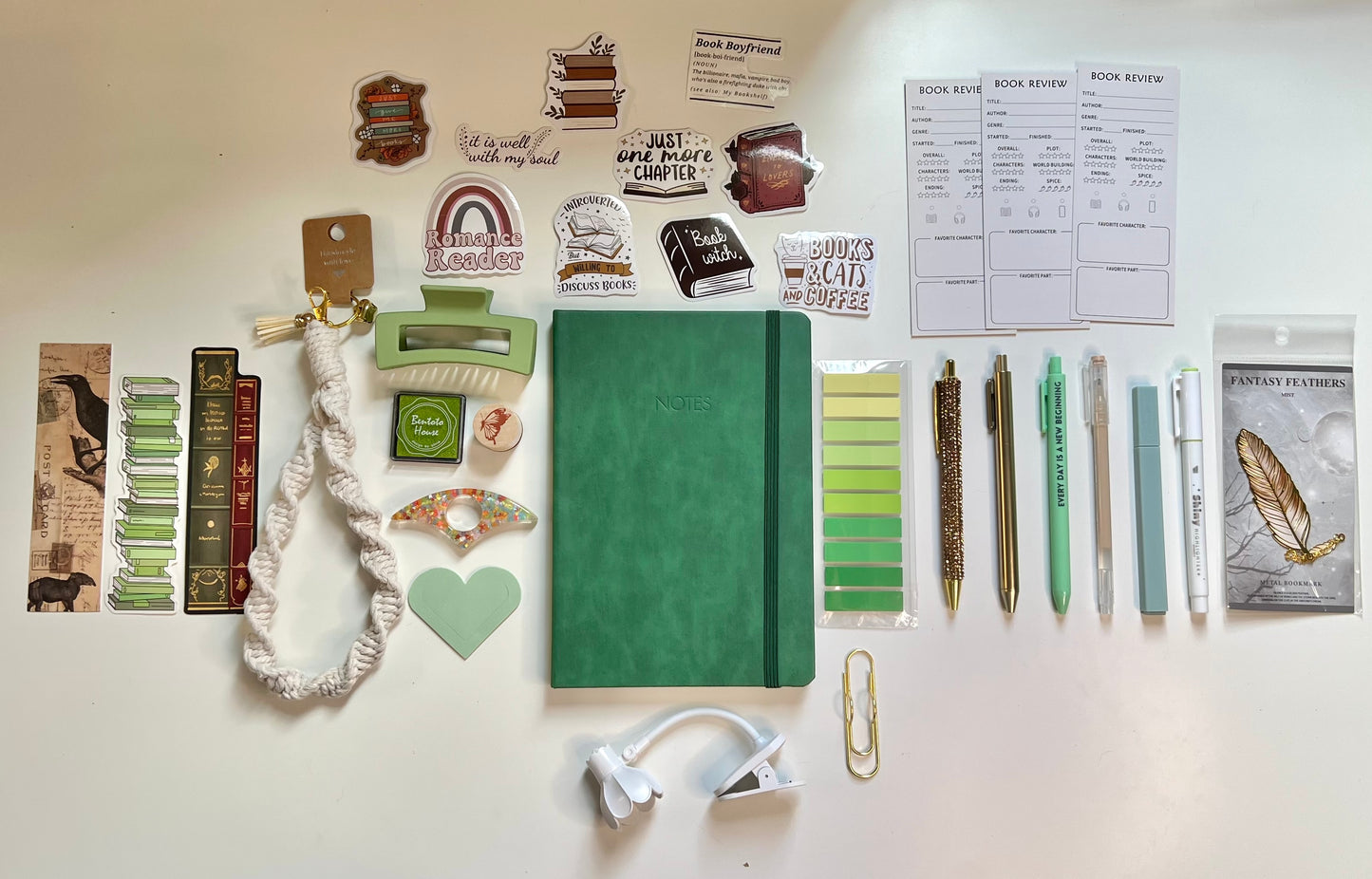 GREEN Bookish A5Journal Bundle | 20+ Bookish Items | Reading Gift Set 📚