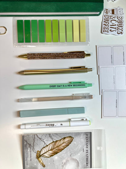 GREEN Bookish A5Journal Bundle | 20+ Bookish Items | Reading Gift Set 📚