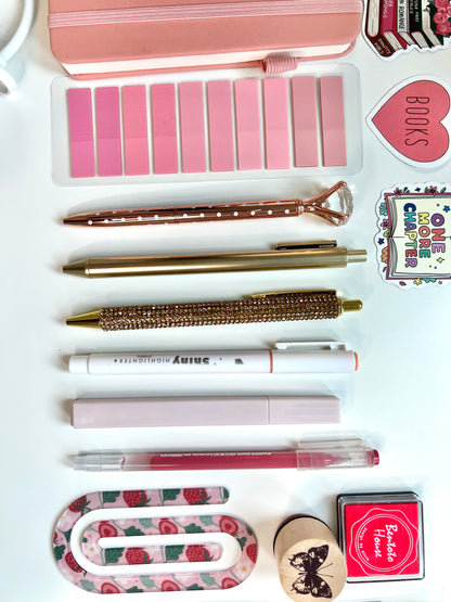 Pink Bookish Bundle | A6 Reading Journal Gift Set | 20+ Book Lover Accessories
